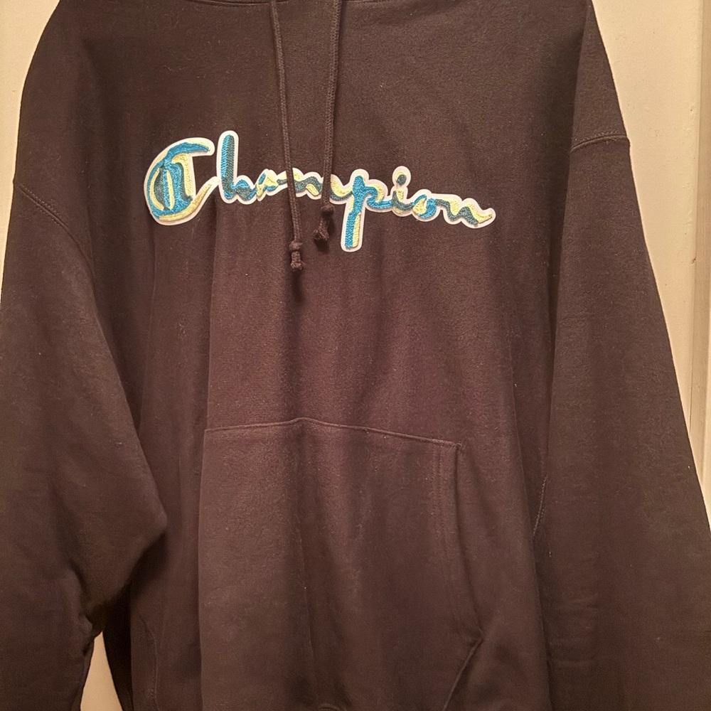 Champion Black Sweater with Blue Logo